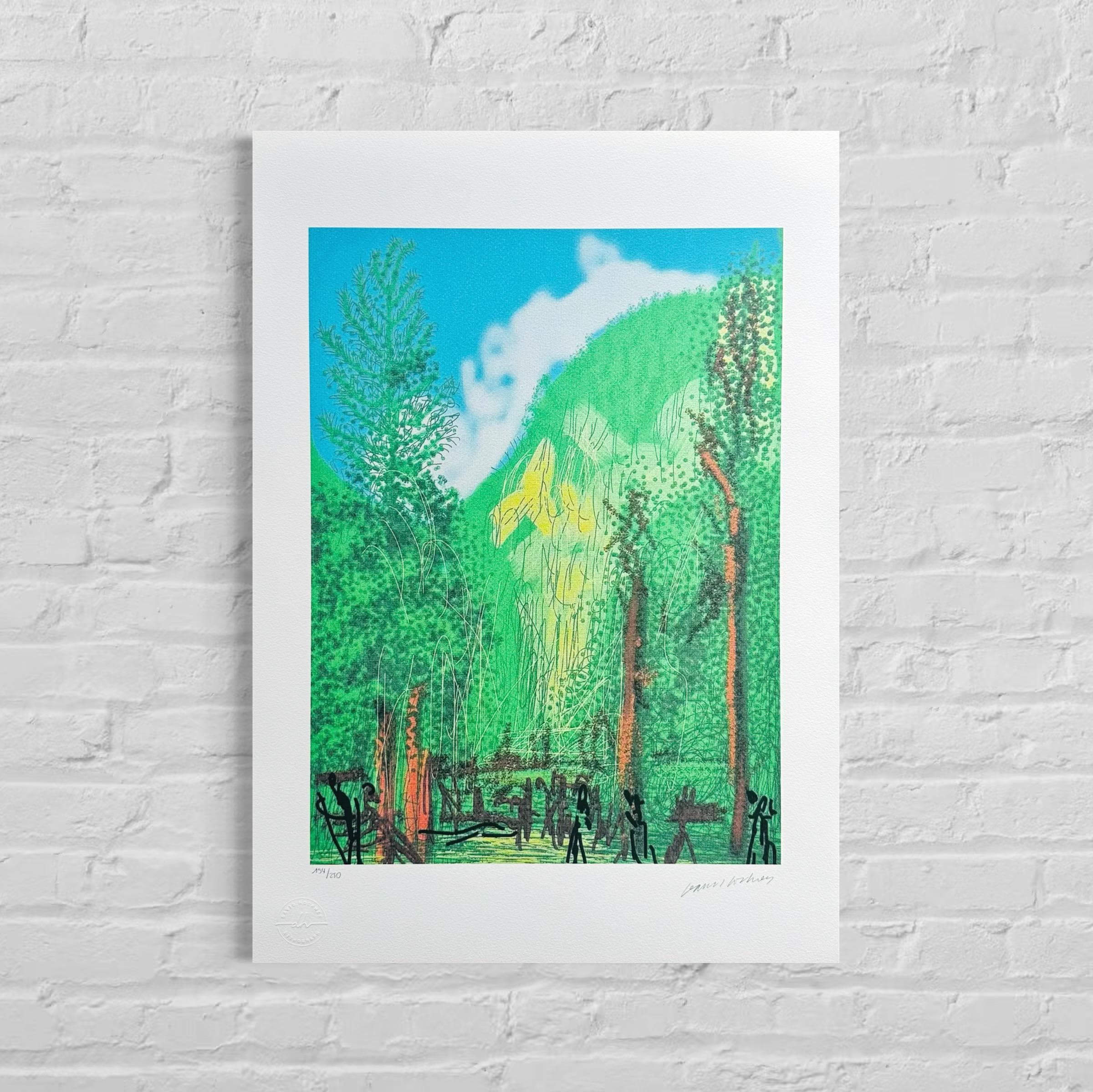 Genummerde editie DAVID HOCKNEY - Bos met 4 bomen - Certificaat - Limited lithografie - muurdecoratie - after