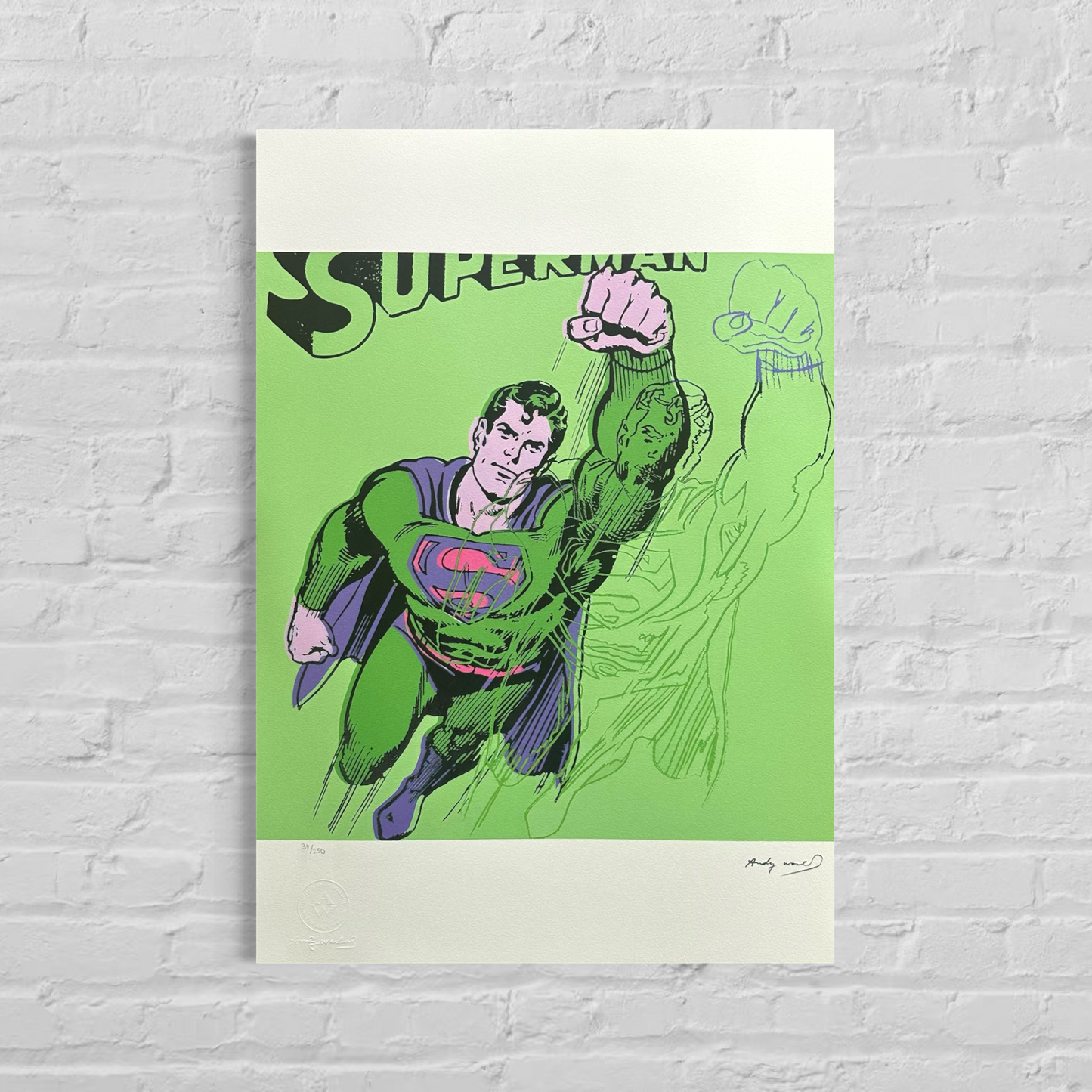 Andy Warhol Superman (Lichtgroen) Lithografie Arches 300gsm 42x59 cm