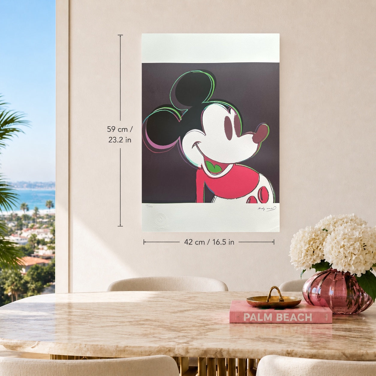 Andy Warhol Mickey Mouse (Zwart-rood) Lithografie Arches 300gsm 42x59 cm
