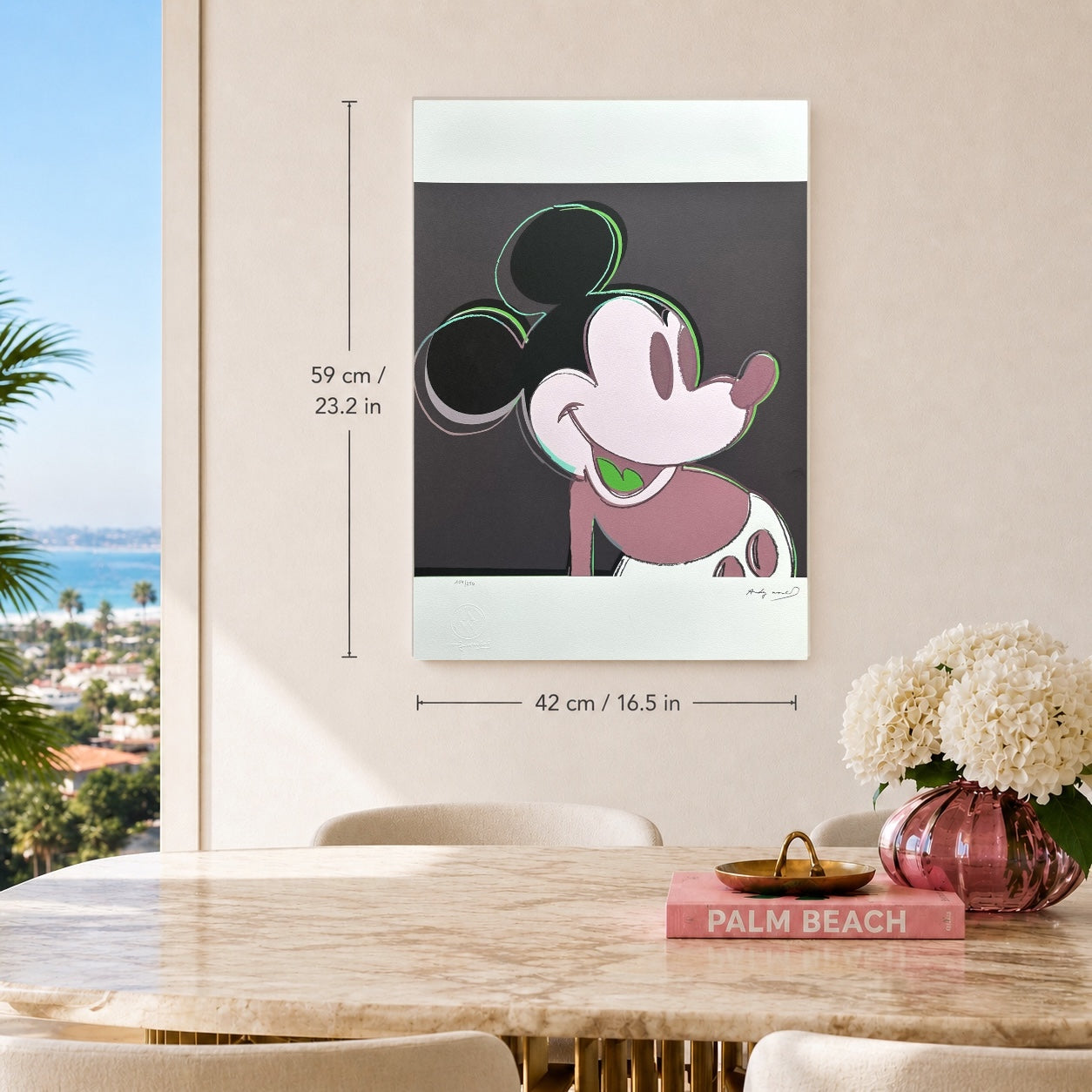 Andy Warhol Mickey Mouse (Zalm) Lithografie Arches 300gsm 42x59 cm