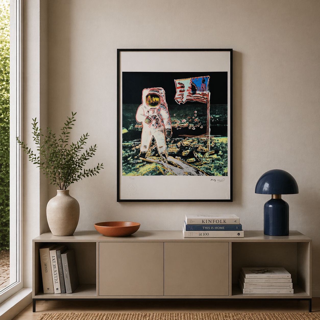 Andy Warhol Moonwalk (Zwart & Groen-Geel) Lithografie Arches 300gsm 42x59 cm