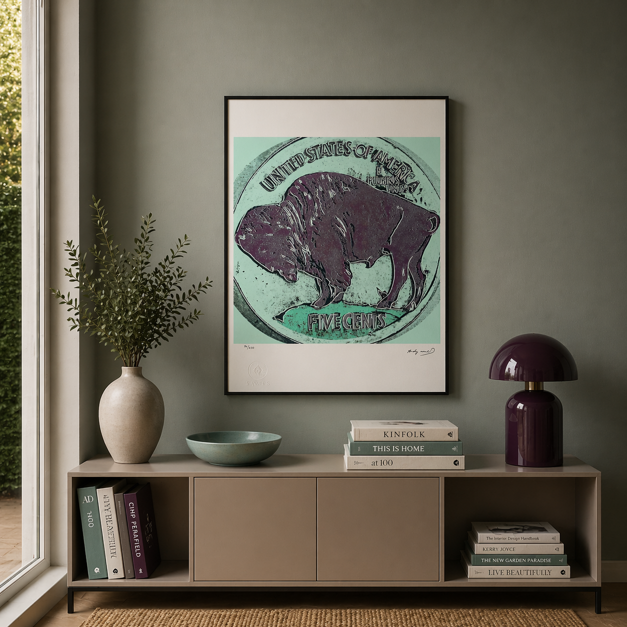 Andy Warhol Buffalo Nickel (Five Cents) Lithografie Arches 300gsm 42x59 cm