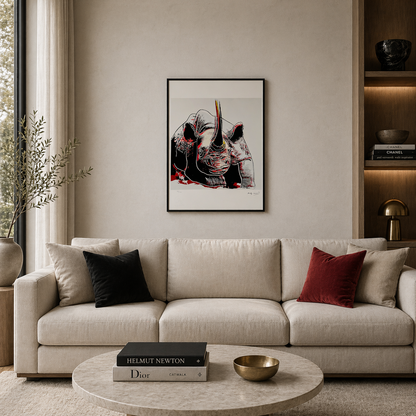 Andy Warhol Neushoorn (Dieren) Lithografie Arches 300gsm 42x59 cm