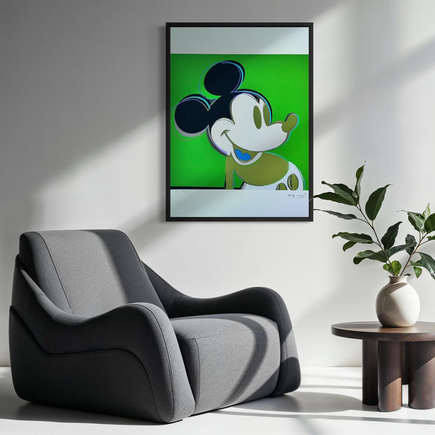 Andy Warhol Mickey Mouse (Groen) Lithografie Arches 300gsm 42x59 cm
