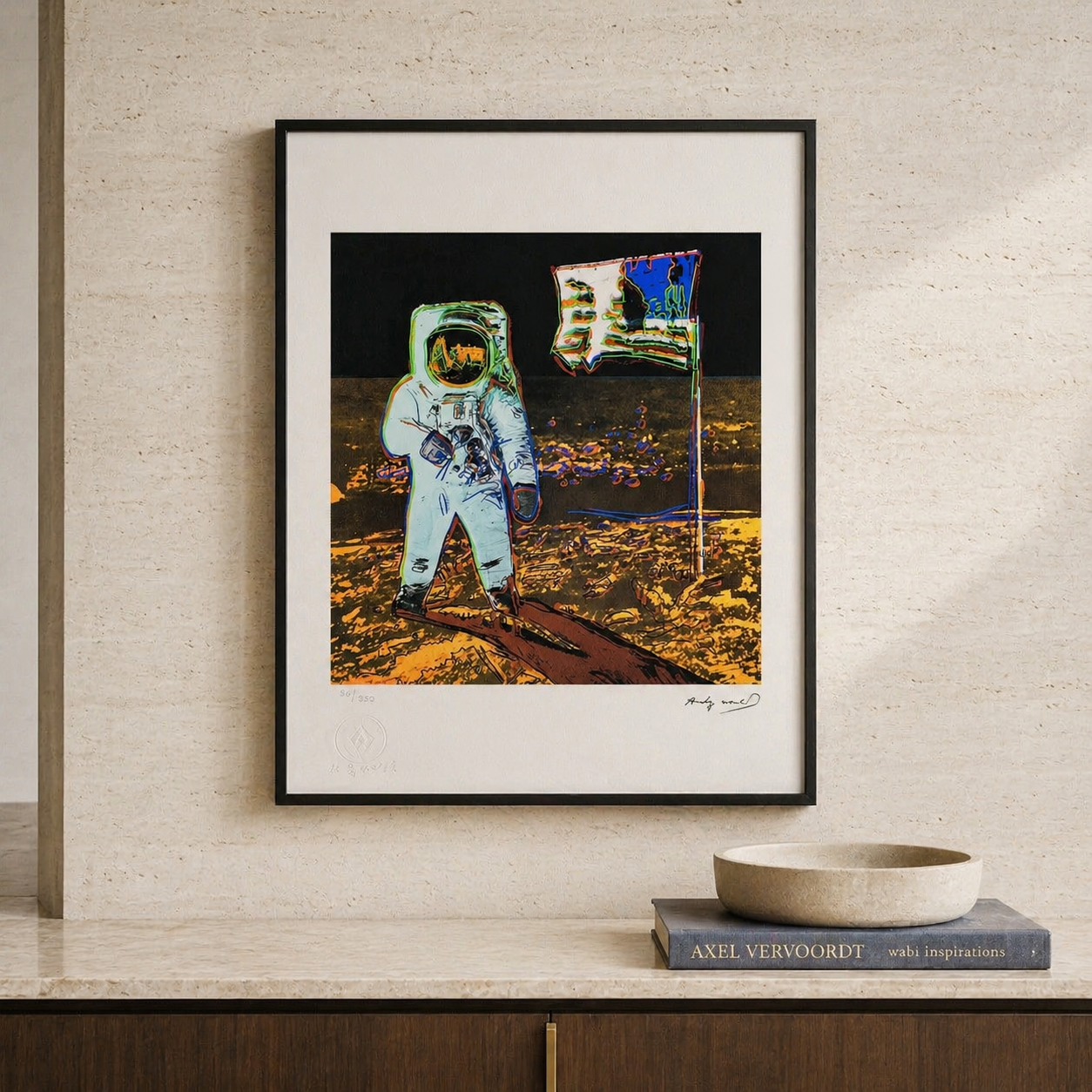Andy Warhol Moonwalk (Goud & Zwart) Lithografie Arches 300gsm 42x59 cm