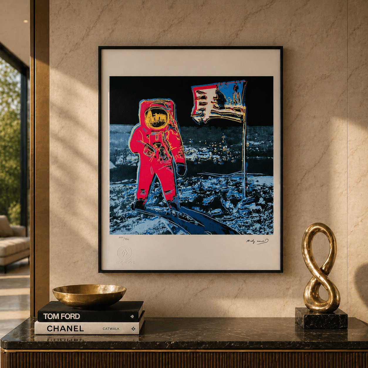 Andy Warhol Moonwalk (Roze & Blauw) Lithografie Arches 300gsm 42x59 cm