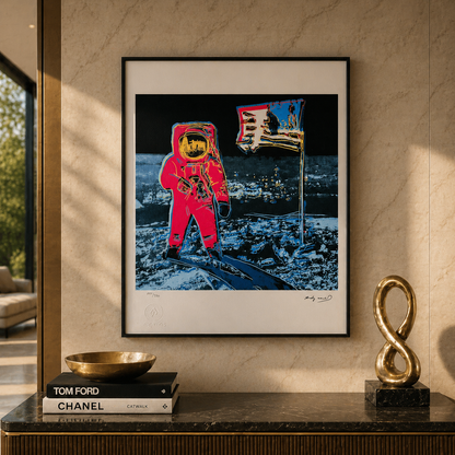 Andy Warhol Moonwalk (Roze & Blauw) Lithografie Arches 300gsm 42x59 cm