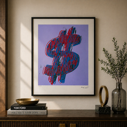 Andy Warhol Dollar (Blauw) Lithografie Arches 300gsm 42x59 cm