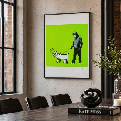 Banksy Barking Dog (Lichtgroen) Lithografie Arches 300gsm 42x59 cm