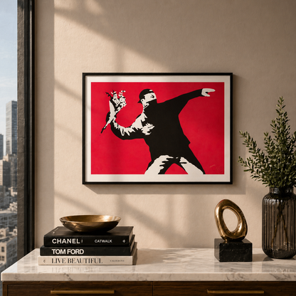 Banksy Love Is in the Air Lithografie Arches 300gsm 42x59 cm