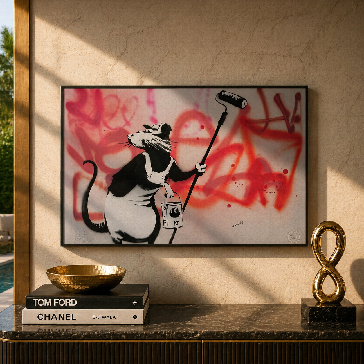 Banksy Rat with Roller Lithografie Arches 300gsm 42x59 cm