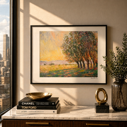 Claude Monet Wilgen in de ondergaande zon Lithografie Arches 300gsm 42x59 cm