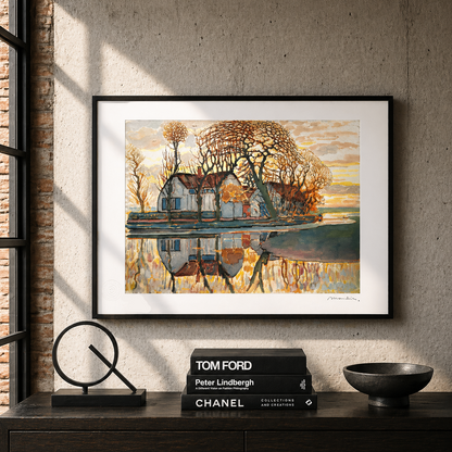 Piet Mondriaan Boerderij naast Duivendrecht Lithografie Arches 300gsm 42x59 cm