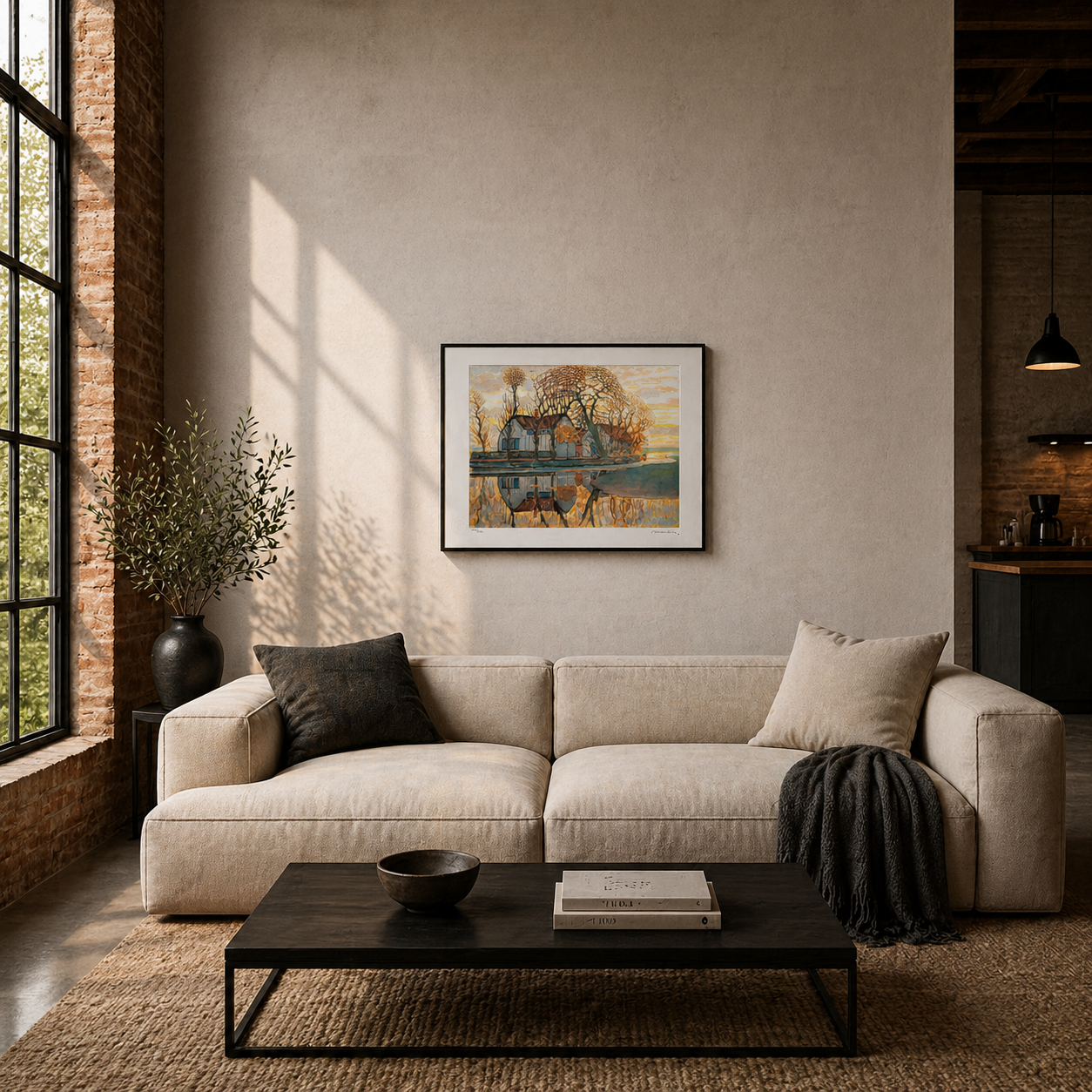 Piet Mondriaan Boerderij naast Duivendrecht Lithografie Arches 300gsm 42x59 cm