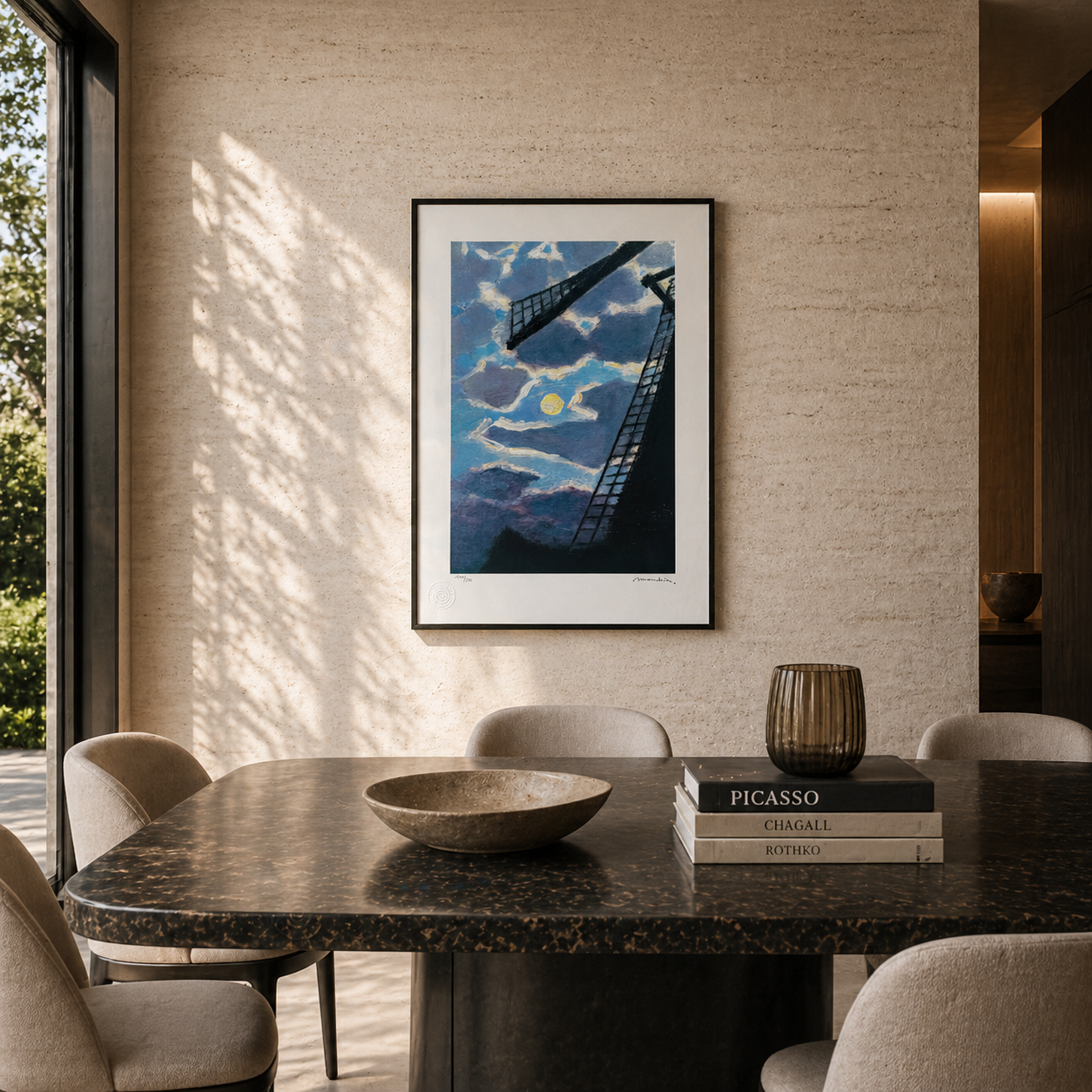 Piet Mondriaan Windmolen met maan Lithografie Arches 300gsm 42x59 cm