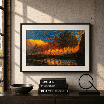 Piet Mondriaan Aan het meer met bomen Lithografie Arches 300gsm 42x59 cm