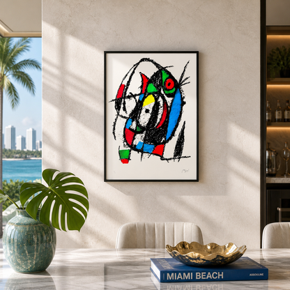 Joan Miró centrale cirkelcompositie Lithografie Arches 300gsm 42x59 cm