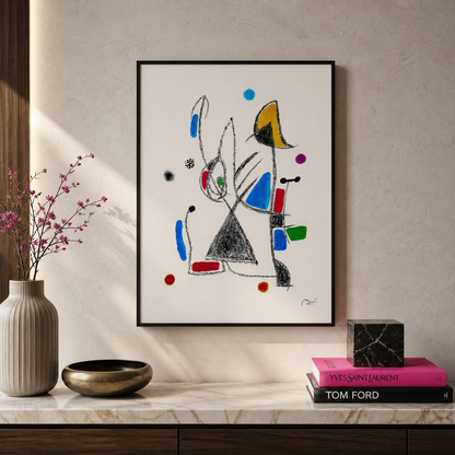 Joan Miró geometrische lijncompositie Lithografie Arches 300gsm 42x59 cm