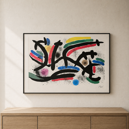 Joan Miró horizontale lijncompositie Lithografie Arches 300gsm 42x59 cm