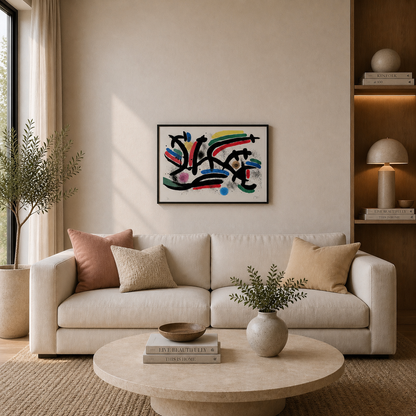 Joan Miró horizontale lijncompositie Lithografie Arches 300gsm 42x59 cm