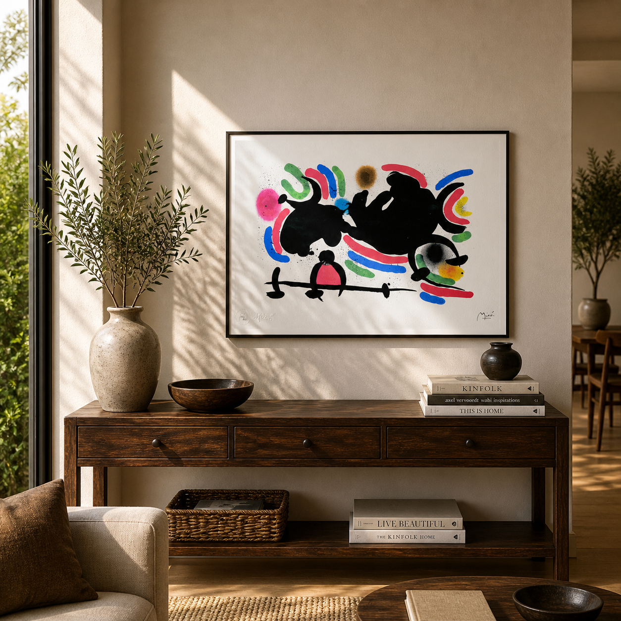 Joan Miró dynamische horizontale compositie Lithografie Arches 300gsm 42x59 cm
