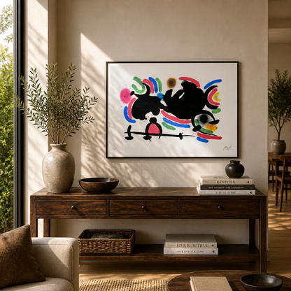 Joan Miró dynamische horizontale compositie Lithografie Arches 300gsm 42x59 cm