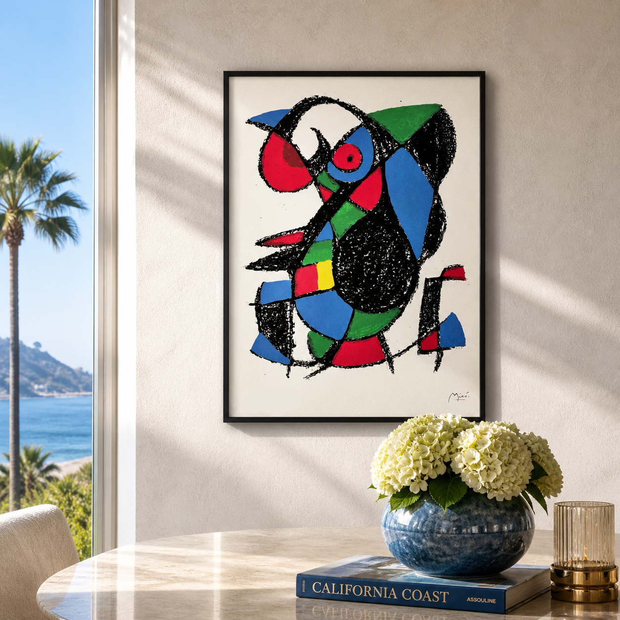 Joan Miró abstracte figuur met kleurvlakken Lithografie Arches 300gsm 42x59 cm