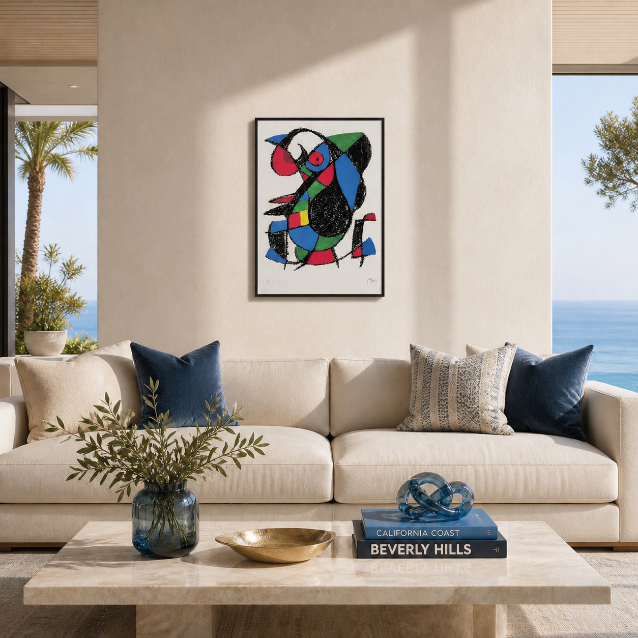 Joan Miró abstracte figuur met kleurvlakken Lithografie Arches 300gsm 42x59 cm