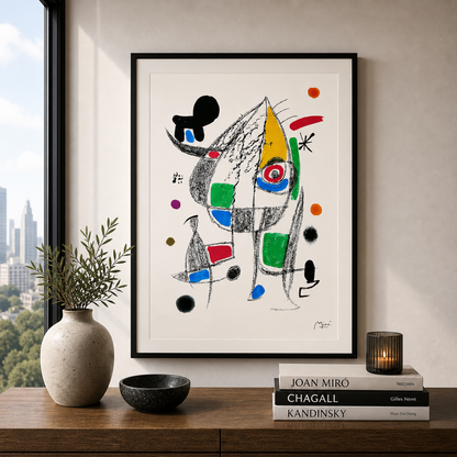 Joan Miró speelse figuur compositie Lithografie Arches 300gsm 42x59 cm