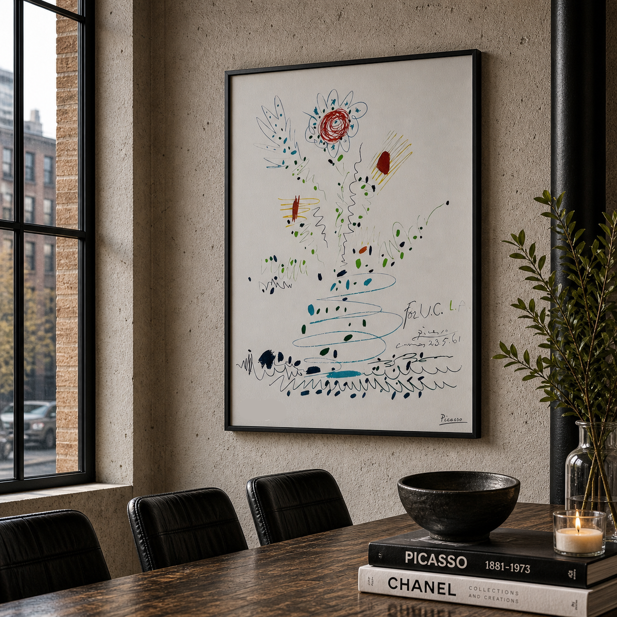 Pablo Picasso Bloemen 1961 Lithografie Arches 300gsm 42x59 cm