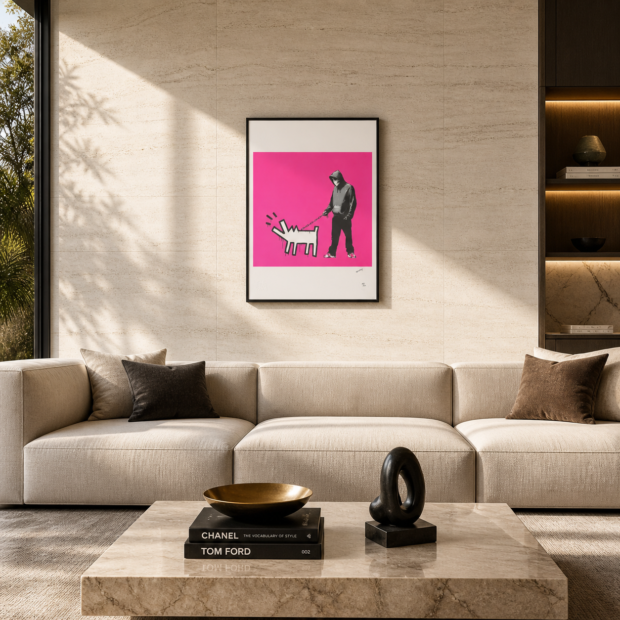 Banksy Barking Dog (Lichtpaars) Lithografie Arches 300gsm 42x59 cm