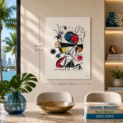 Joan Miró lijncompositie met kleur Lithografie Arches 300gsm 42x59 cm