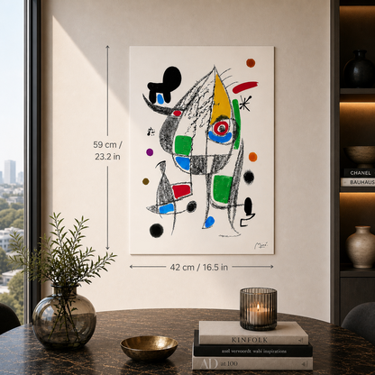 Joan Miró speelse figuur compositie Lithografie Arches 300gsm 42x59 cm