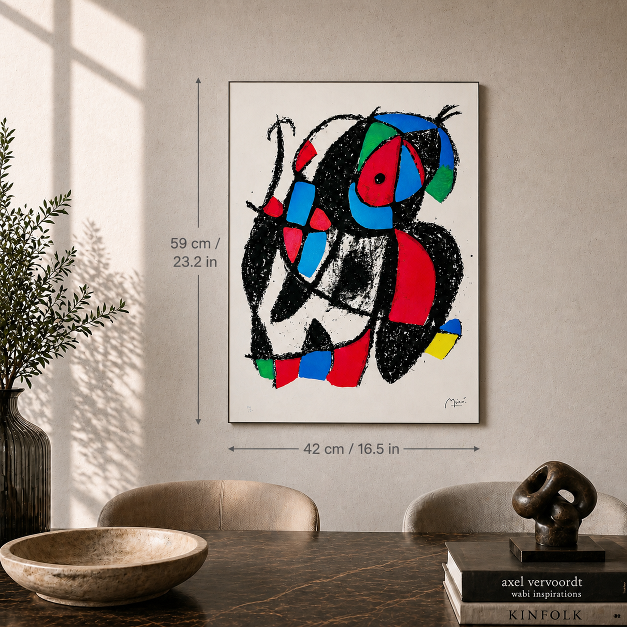 Joan Miró organische figuur compositie Lithografie Arches 300gsm 42x59 cm