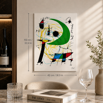 Joan Miró cirkelcompositie met lijnen Lithografie Arches 300gsm 42x59 cm