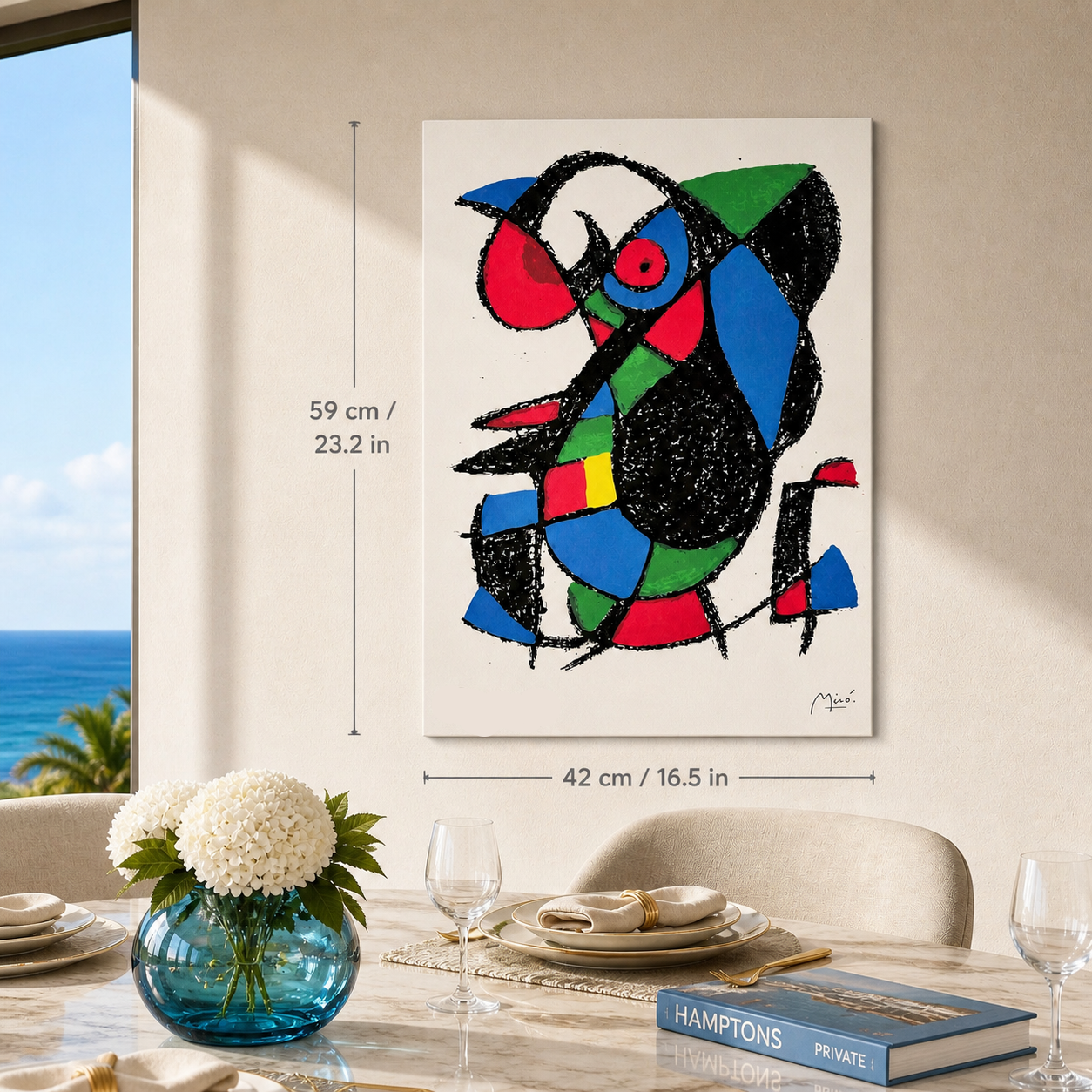 Joan Miró abstracte figuur met kleurvlakken Lithografie Arches 300gsm 42x59 cm