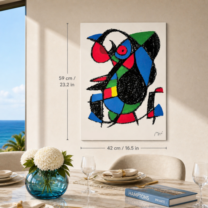 Joan Miró abstracte figuur met kleurvlakken Lithografie Arches 300gsm 42x59 cm