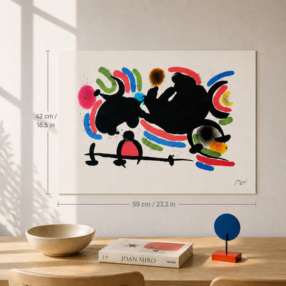 Joan Miró dynamische horizontale compositie Lithografie Arches 300gsm 42x59 cm
