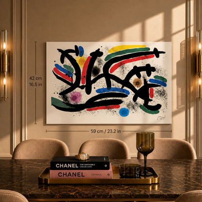 Joan Miró horizontale lijncompositie Lithografie Arches 300gsm 42x59 cm