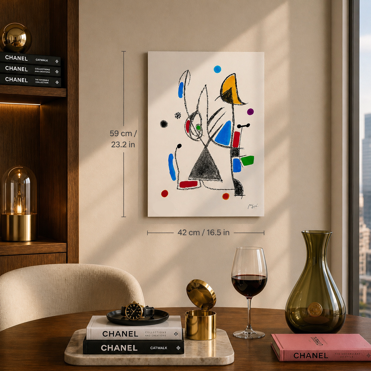 Joan Miró geometrische lijncompositie Lithografie Arches 300gsm 42x59 cm