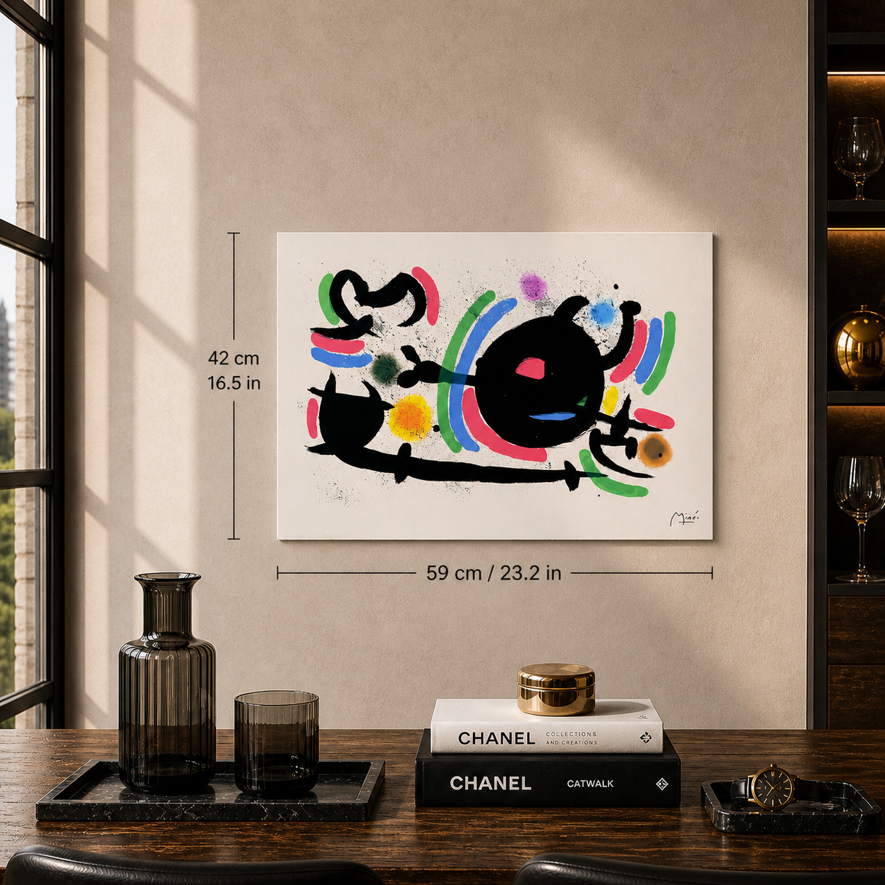 Joan Miró centrale zwarte cirkel Lithografie Arches 300gsm 42x59 cm