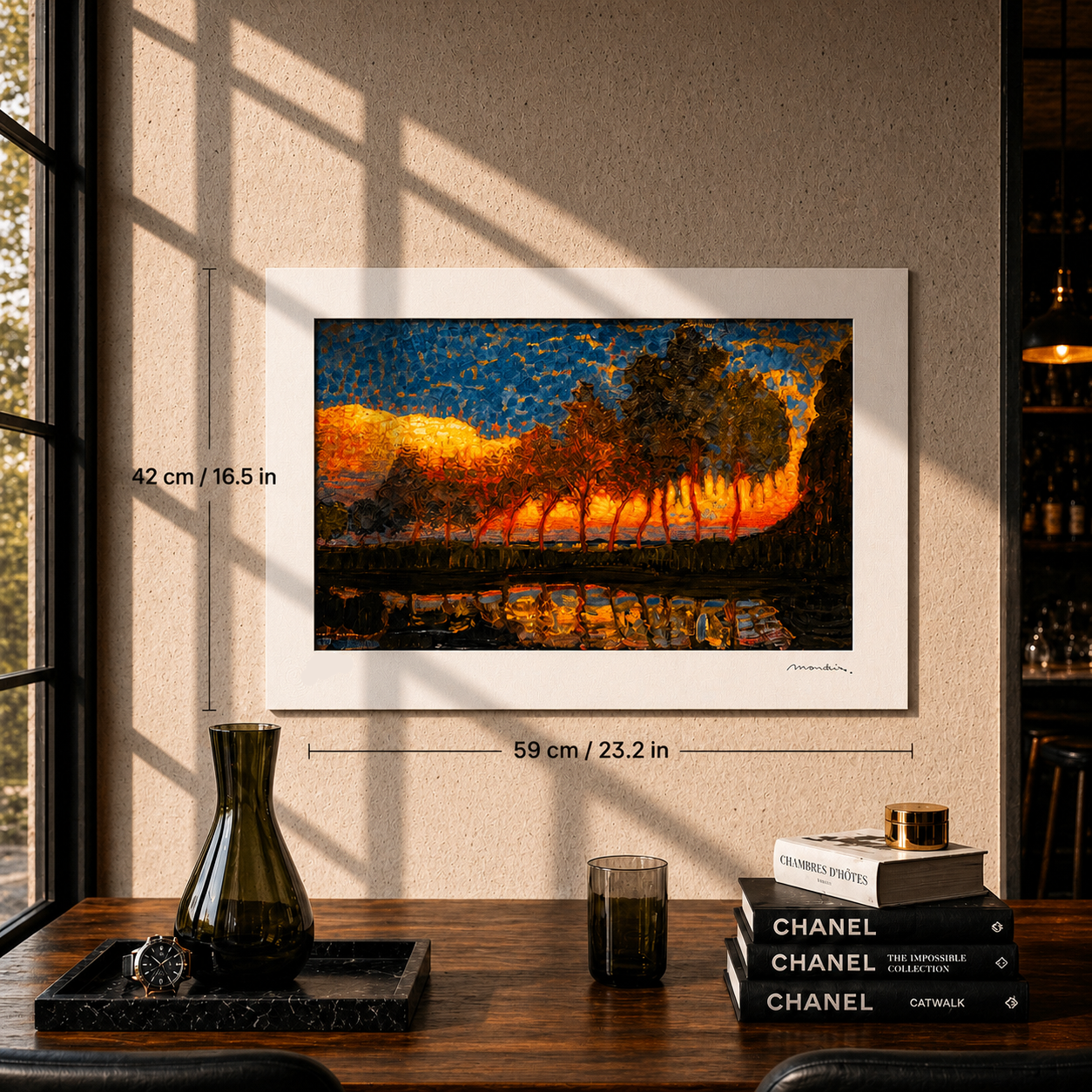 Piet Mondriaan Aan het meer met bomen Lithografie Arches 300gsm 42x59 cm