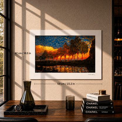 Piet Mondriaan Aan het meer met bomen Lithografie Arches 300gsm 42x59 cm