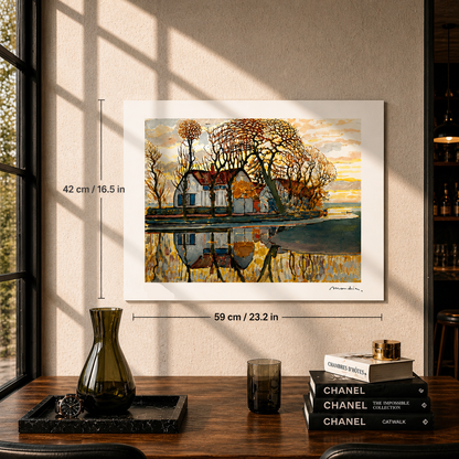 Piet Mondriaan Boerderij naast Duivendrecht Lithografie Arches 300gsm 42x59 cm
