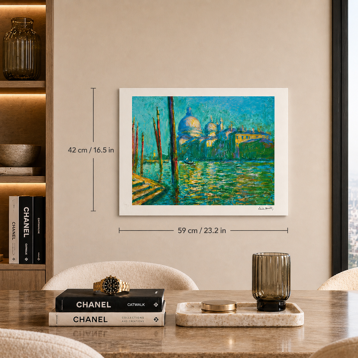 Claude Monet Het grote kanaal en Santa Maria Lithografie Arches 300gsm 42x59 cm