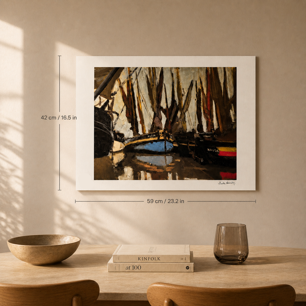 Claude Monet Vissersboten Lithografie Arches 300gsm 42x59 cm