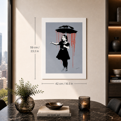Banksy Girl with Umbrella (Lola) Lithografie Arches 300gsm 42x59 cm