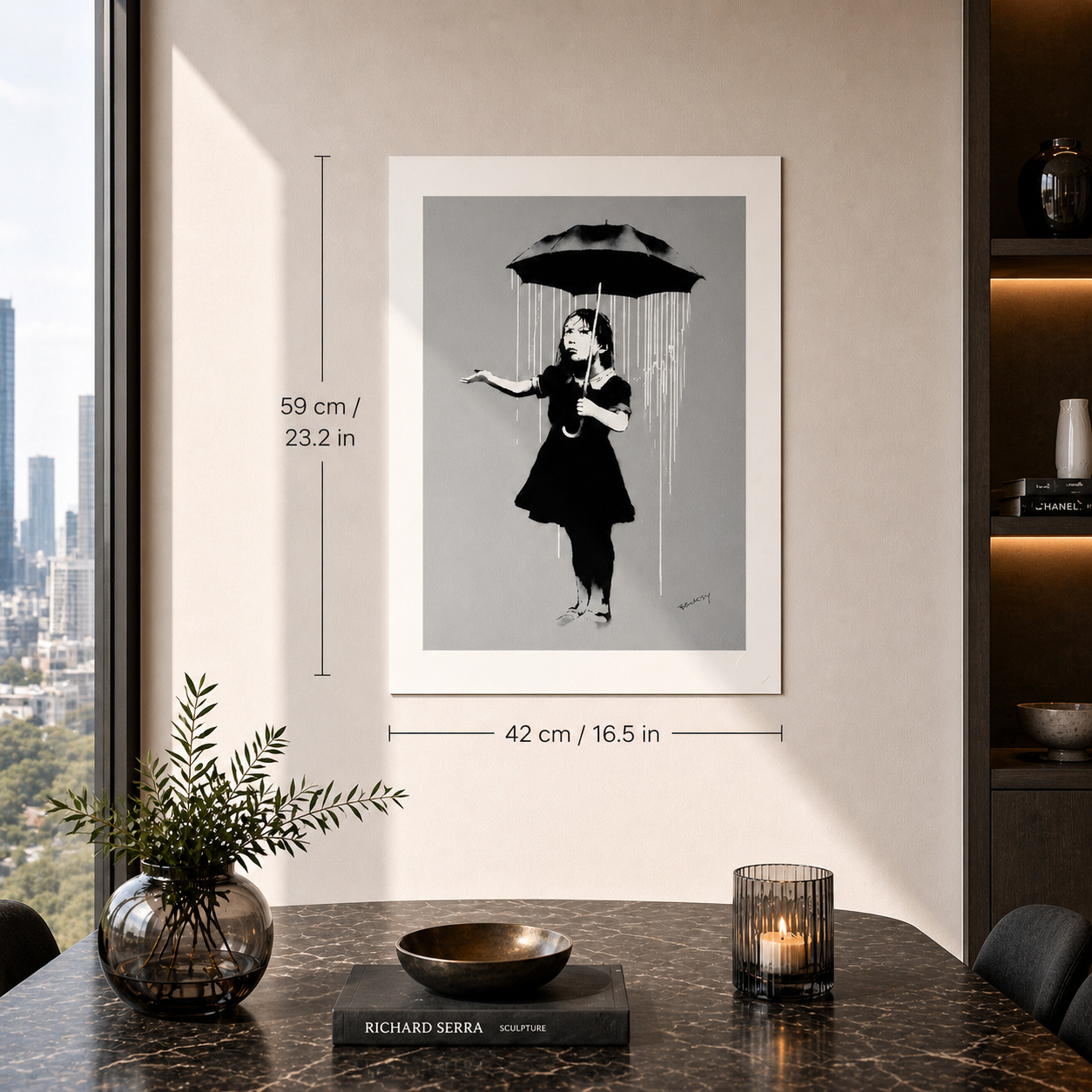 Banksy Girl with Umbrella (Lola) Lithografie Arches 300gsm 42x59 cm