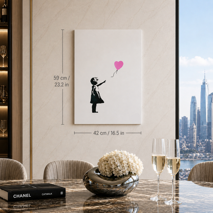 Banksy Girl With the Balloon (Roze) Lithografie Arches 300gsm 42x59 cm