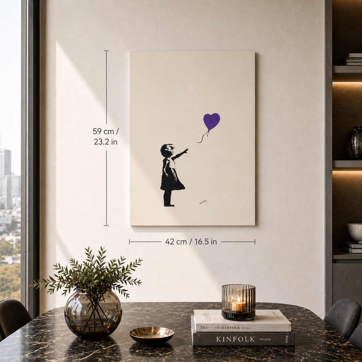 Banksy Girl With the Balloon (Paars) Lithografie Arches 300gsm 42x59 cm